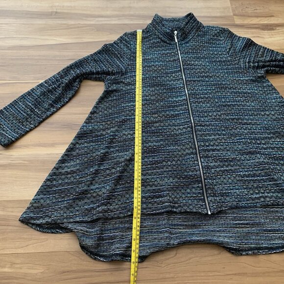 Comfy USA Top Womens Size Medium Blue Multicolor Marled Knit Full Zip Tunic Top - Picture 4 of 8